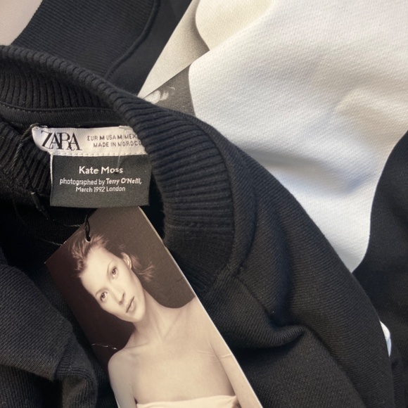 NWT ZARA X KATE MOSS rare viral iconic black sweater sweatshirt photograph - Picture 2 of 4